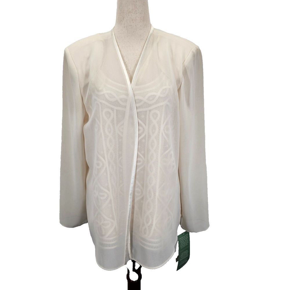 NWT R&M Richards Womens Size 12 Cream 2-Piece Tank Top And Jacket Formal Wedding